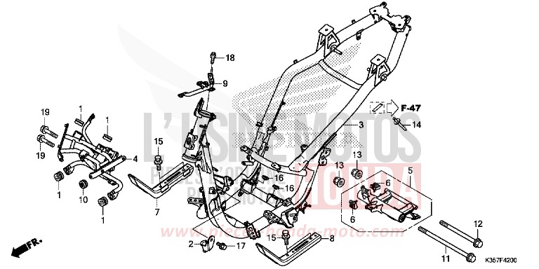 FRAME BODY for PCX 125 PEARL SIENA RED (R320) from 2015